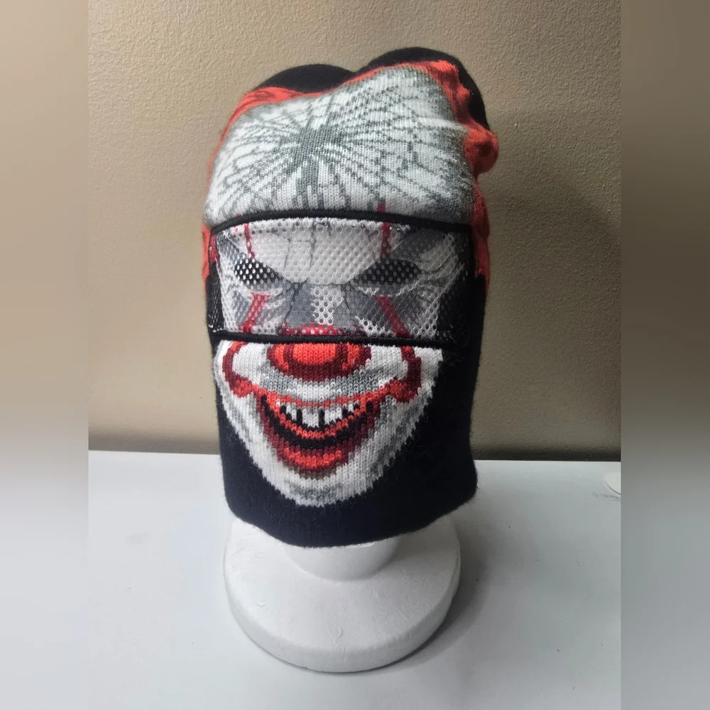 NWOT IT Clown Face Knit Mask - Red and Black